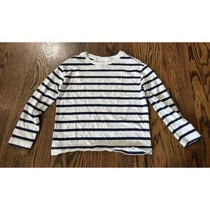 Hanna Andersson 100%Pima Cotton Blue White‎ Stripe Long Sleeve Shirt SZ  110 (5)